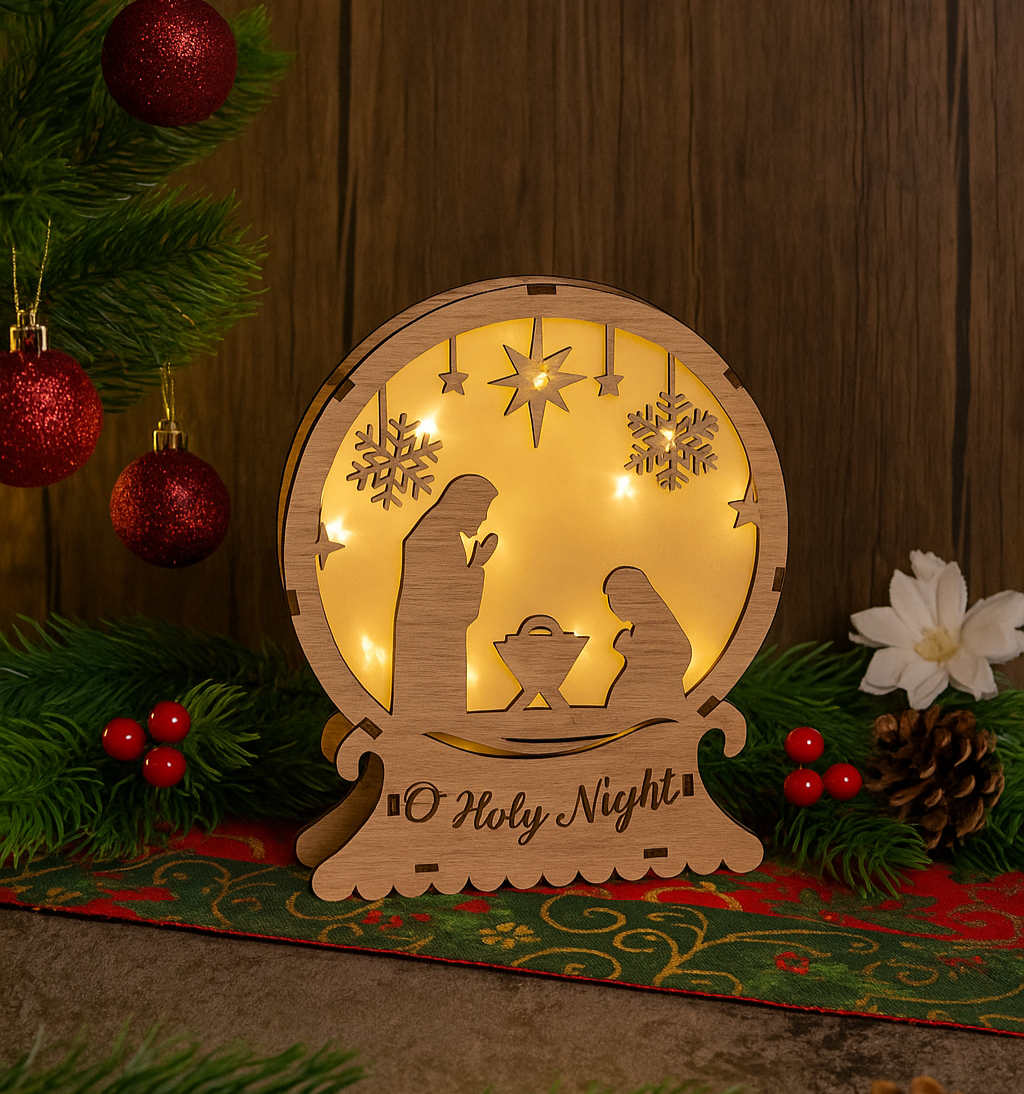 Christian Christmas Home Decoration, Ideas For Christmas Decor, LED Wooden Nativity Scene, Figurine Set for Christmas Decor, Nativity Decoration For Shelf DCLAF22